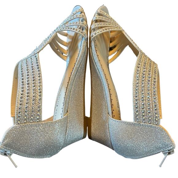 Charter Club Ginifur Strappy Rhinestone Detail Back Zip Wedge Sandal NEW Size 5 - Picture 9 of 11